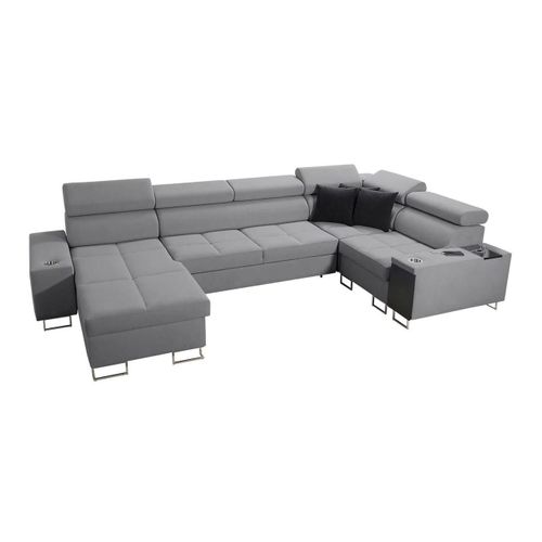 Canap D'angle Pearland 112, Gris, Fonction De Couchage, 360x207x84cm
