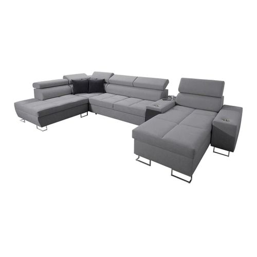 Canap D'angle Pearland 113, Gris, Fonction De Couchage, 371x221x84cm
