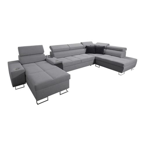Canap D'angle Pearland 113, Gris, Fonction De Couchage, 371x221x84cm