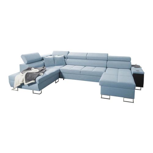 Canap D'angle Pearland 114, Bleu, Fonction De Couchage, 360x221x84cm