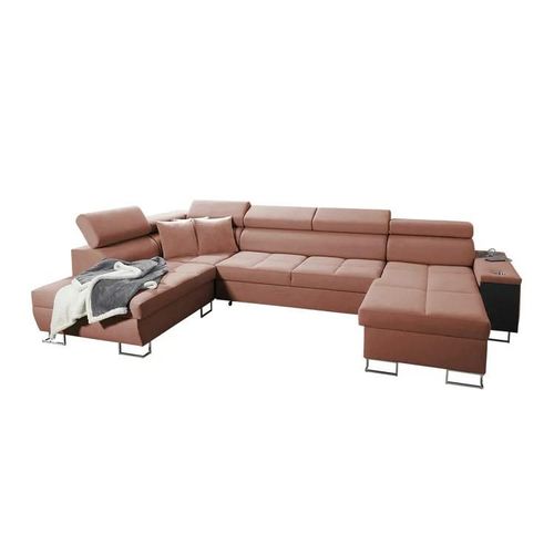 Canap D'angle Pearland 114, Rose, Fonction De Couchage, 360x221x84cm