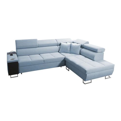 Canap D'angle Pearland 115, Bleu, Fonction De Couchage, 283x221x84cm