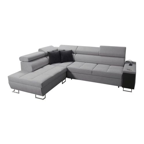 Canap D'angle Pearland 115, Gris, Fonction De Couchage, 283x221x84cm