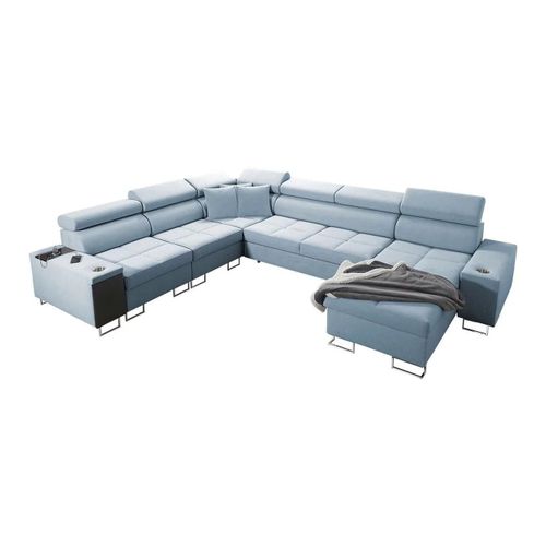 Canap D'angle Pearland 116, Bleu, Fonction De Couchage, 360x284x84cm