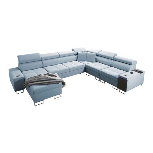 Canap D'angle Pearland 116, Bleu, Fonction De Couchage, 360x284x84cm