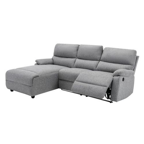 Canap D'angle Relax lectrique En Tissu Lunano - Gris Clair - Angle Gauche