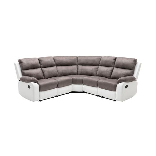 Canap D'angle Relax Gris Et Blanc En Microfibre Et Simili Tolzano