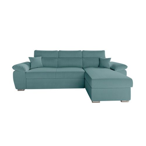 Canap D'angle Reversible Convertible En Velours Ctel - Bleu Clair