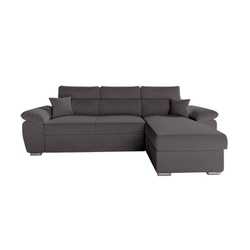 Canap D'angle Reversible Convertible En Velours Ctel - Gris