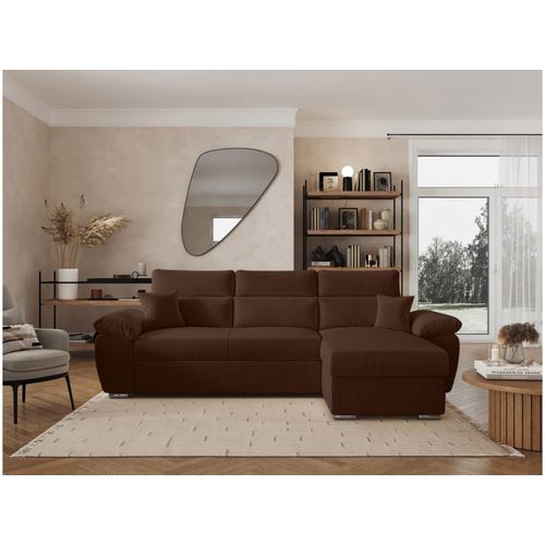 Canap D'angle Reversible Convertible En Velours Ctel - Marron