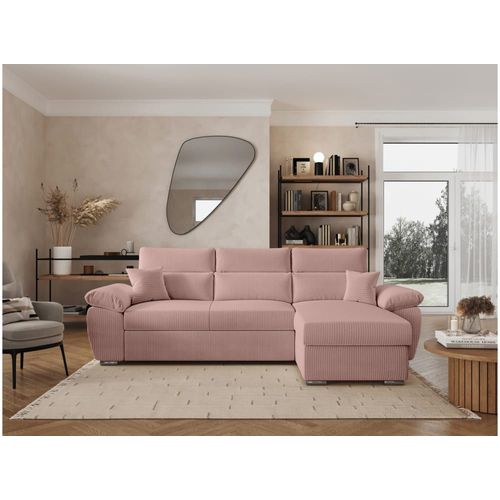 Canap D'angle Reversible Convertible En Velours Ctel - Rose