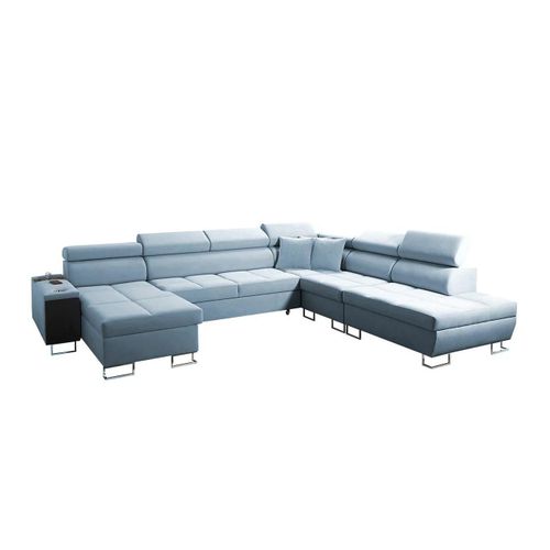 Canap D'angle Sarasota 135, Bleu, Fonction De Couchage, 360x298x84cm