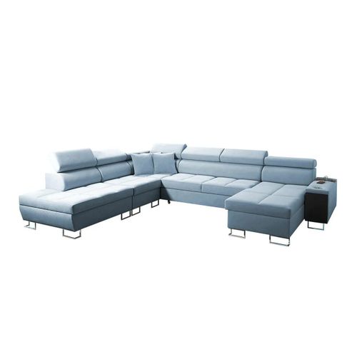 Canap D'angle Sarasota 135, Bleu, Fonction De Couchage, 360x298x84cm