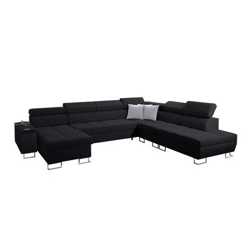 Canap D'angle Sarasota 135, Noir, Fonction De Couchage, 360x298x84cm