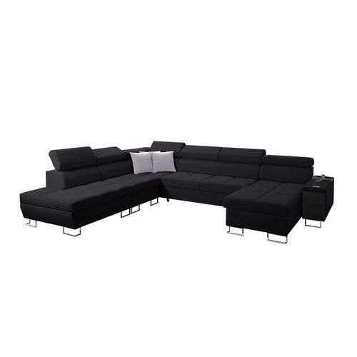 Canap D'angle Sarasota 135, Noir, Fonction De Couchage, 360x298x84cm