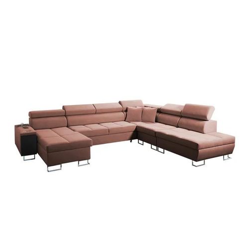 Canap D'angle Sarasota 135, Rose, Fonction De Couchage, 360x298x84cm