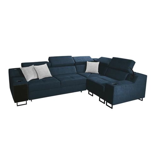 Canap D'angle Sarasota 136, Bleu, Fonction De Couchage, 287x211x100cm