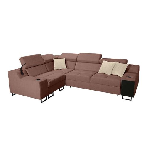 Canap D'angle Sarasota 136, Rose, Fonction De Couchage, 287x211x100cm