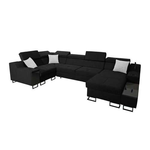 Canap D'angle Sarasota 137, Noir, Fonction De Couchage, 342x211x100cm