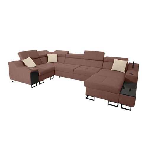 Canap D'angle Sarasota 137, Rose, Fonction De Couchage, 342x211x100cm
