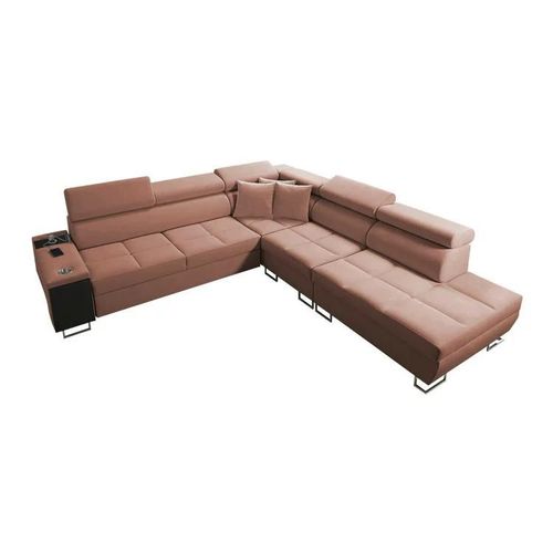 Canap D'angle Sarasota 143, Rose, Fonction De Couchage, 298x283x84cm