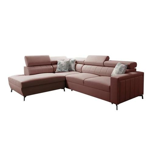 Canap D'angle Sarasota 148, Rose, Fonction De Couchage, 265x224x83cm