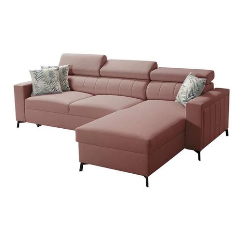 Canap D'angle Sarasota 150, Rose, Fonction De Couchage, 267x183x83cm