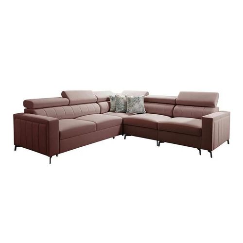 Canap D'angle Sarasota 152, Rose, Fonction De Couchage, 275x275x83cm