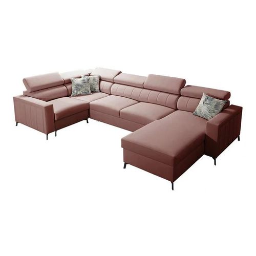 Canap D'angle Sarasota 153, Rose, Fonction De Couchage, 334x198x83cm