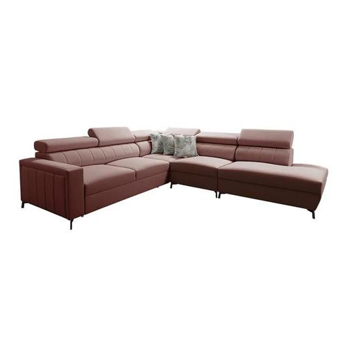 Canap D'angle Sarasota 156, Rose, Fonction De Couchage, 302x275x83cm