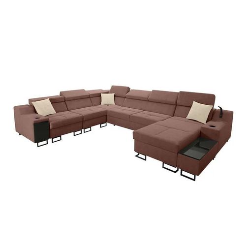 Canap D'angle Sarasota 160, Rose, Fonction De Couchage, 361x287x81cm