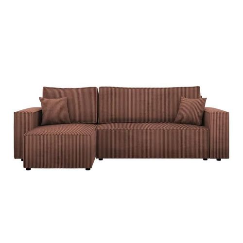 Canap D'angle Shelton 100, Rose, Fonction De Couchage, 244x145x82cm