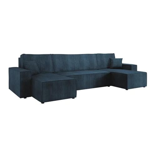 Canap D'angle Shelton 101, Bleu, Fonction De Couchage, 312x145x82cm