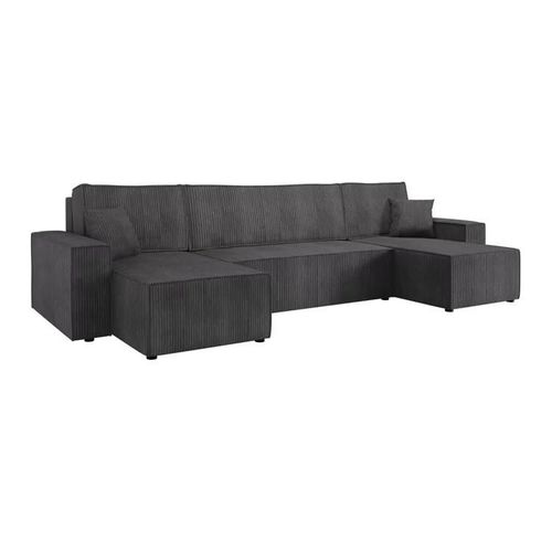 Canap D'angle Shelton 101, Gris, Fonction De Couchage, 312x145x82cm