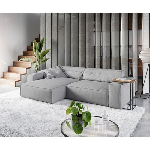 Canap-D'angle Sirpio Xl Microfibre Gris 270x175 Cm Recamire Variable Couture En Keder