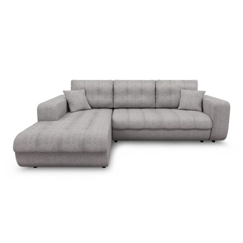 Canap D'angle Suzie Convertible En Tissu - Angle Gauche, Gris Clair