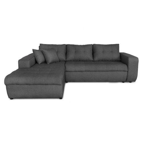 Canap D'angle Suzie Convertible En Tissu - Angle Gauche, Gris Fonc