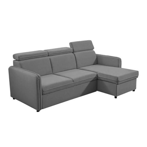 Canap D'angle Temple 127, Gris, Fonction De Couchage, 220x140x84cm