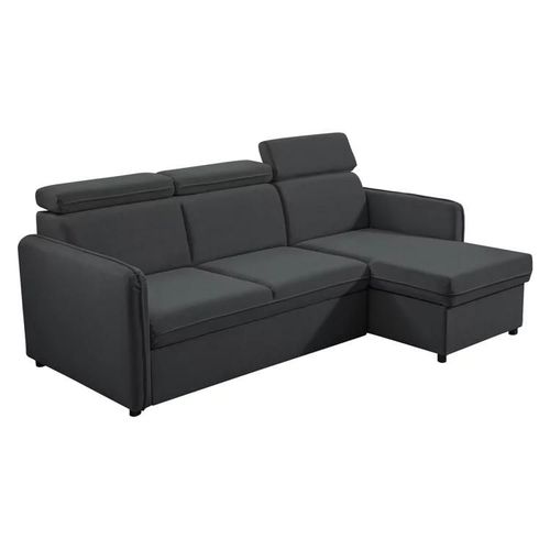 Canap D'angle Temple 127, Noir, Fonction De Couchage, 220x140x84cm