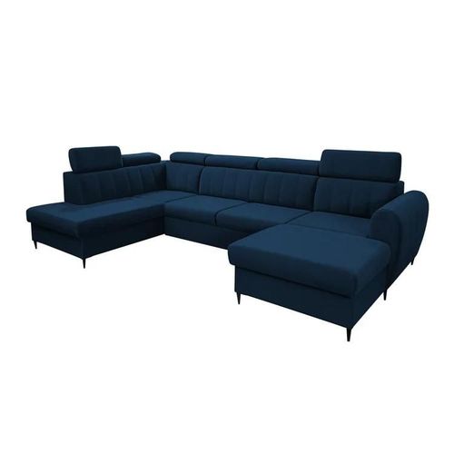 Canap D'angle Temple 128, Bleu, Fonction De Couchage, 355x200x90cm
