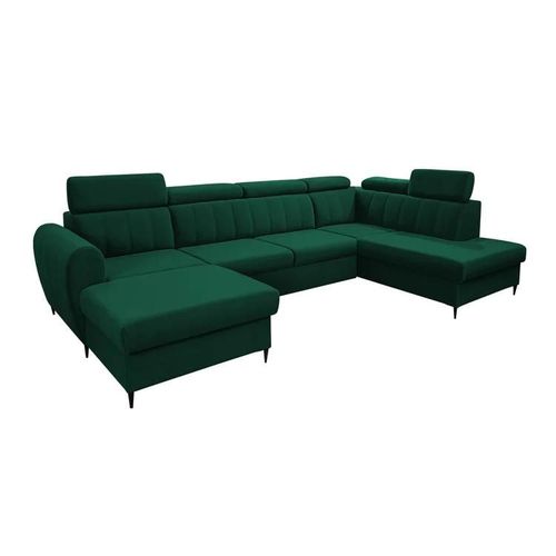 Canap D'angle Temple 128, Vert, Fonction De Couchage, 355x200x90cm