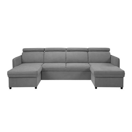Canap D'angle Temple 130, Gris, Fonction De Couchage, 284x166x84cm