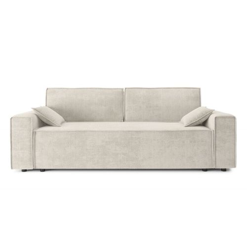 Canap Droit Convertible 3 Places En Velours Ctel Beige