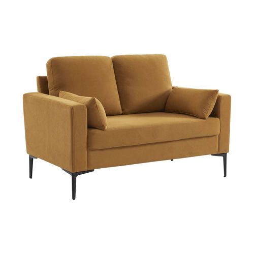 Canap En Velours Ctel Ocre - Bjorn - Canap 2 Places Fixe Droit Pieds Mtal