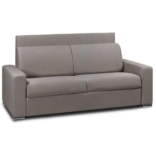 Canap Lit 2- Canapexpress Lattes 120cm Matelas Mmory 22cm Tte De Lit Intgre Taupe Pierre
