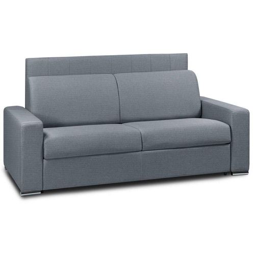 Canap Lit 2- Normandie Canapexpress Lattes 120cm Matelas Mmory 22cm Tte De Lit Intgre Tweed Bleu