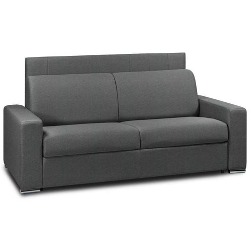 Canap Lit 2- Normandie Canapexpress Lattes 120cm Matelas Mmory 22cm Tte De Lit Intgre Tweed Noir