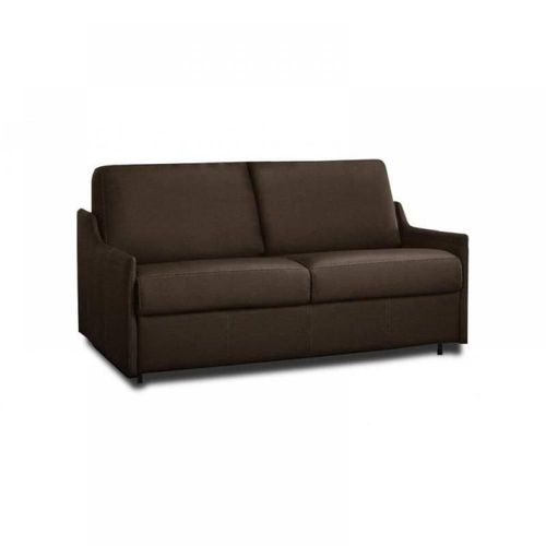 Canap Lit 3 Places Luna Convertible Express 140cm Polyurthane Marron Matelas 16 Cm