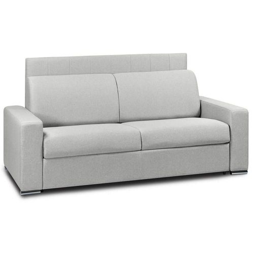 Canap Lit Canapexpress Lattes 140cm Matelas Mmory 22cm Tte De Lit Intgre Polyurthane Blanc Cass