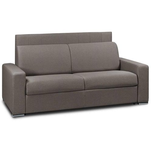 Canap Lit Canapexpress Lattes 140cm Matelas Mmory 22cm Tte De Lit Intgre Polyurthane Taupe